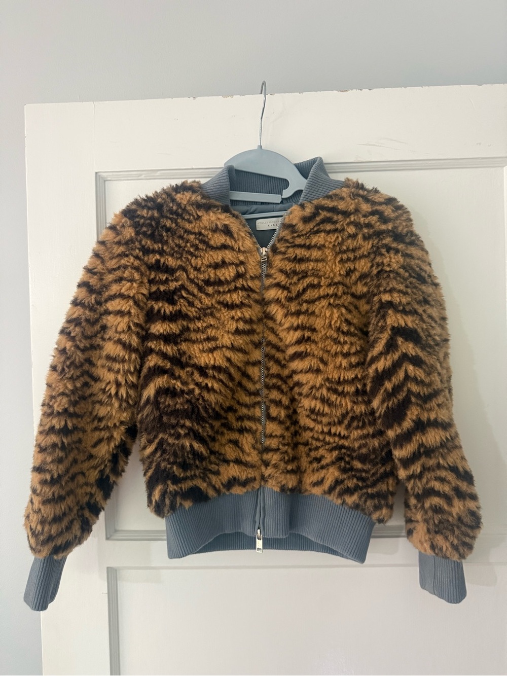 Stella McCartney faux Fur Tiger Stripe Bomber Jacket - Brown/Black